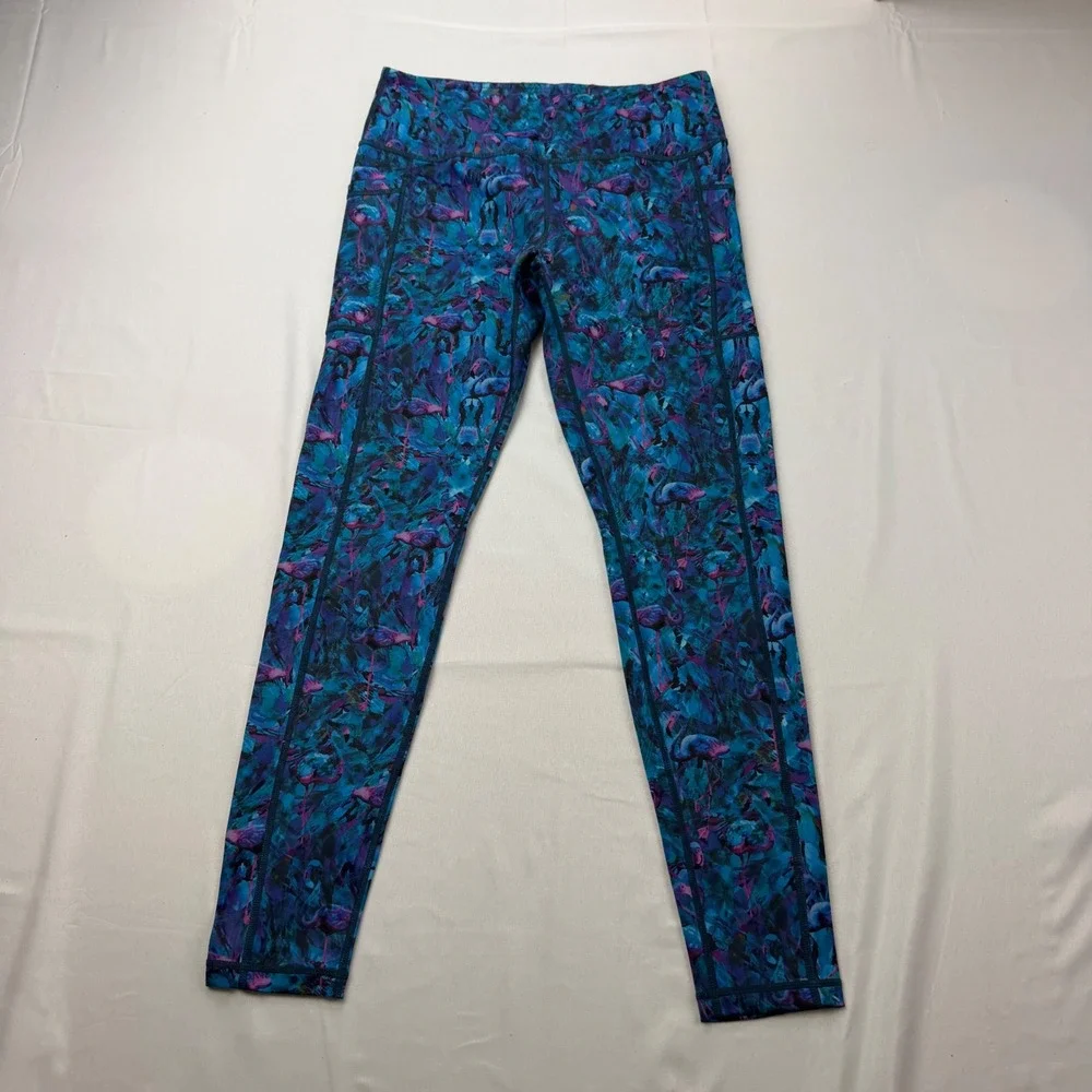 Constantly Varied Gear Leggings Women MED Blue Flamingo Print Pocket Squat Proof
